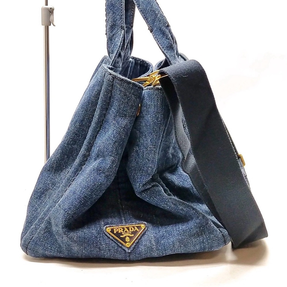 Prada Denim Blue Tote Bag with Black Strap - Picture 3 of 9
